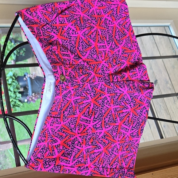 Lilly Pulitzer Callaway Knit Passion Fruit Pink Star Chasing Summer Sz 12 Shorts - Picture 2 of 14